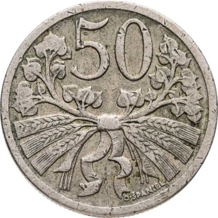 Чехословакия 50 геллеров (haleru) 1924