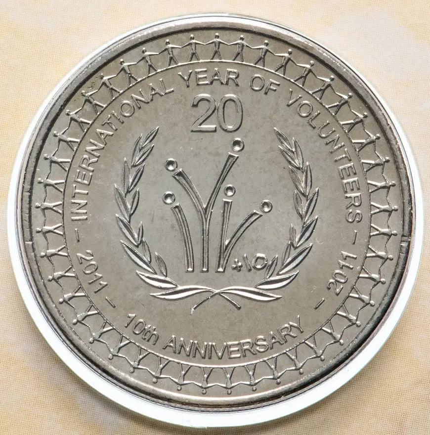 Австралия 20 центов (cents) 2011  Международный год волонтеров, в конверте с марками