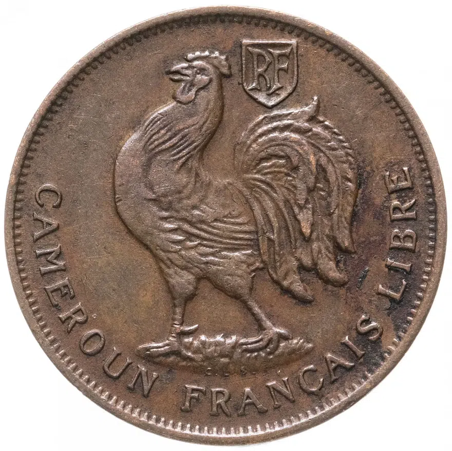 Камерун 1 франк (franc) 1943   CAMEROUN FRANÇAIS LIBRE