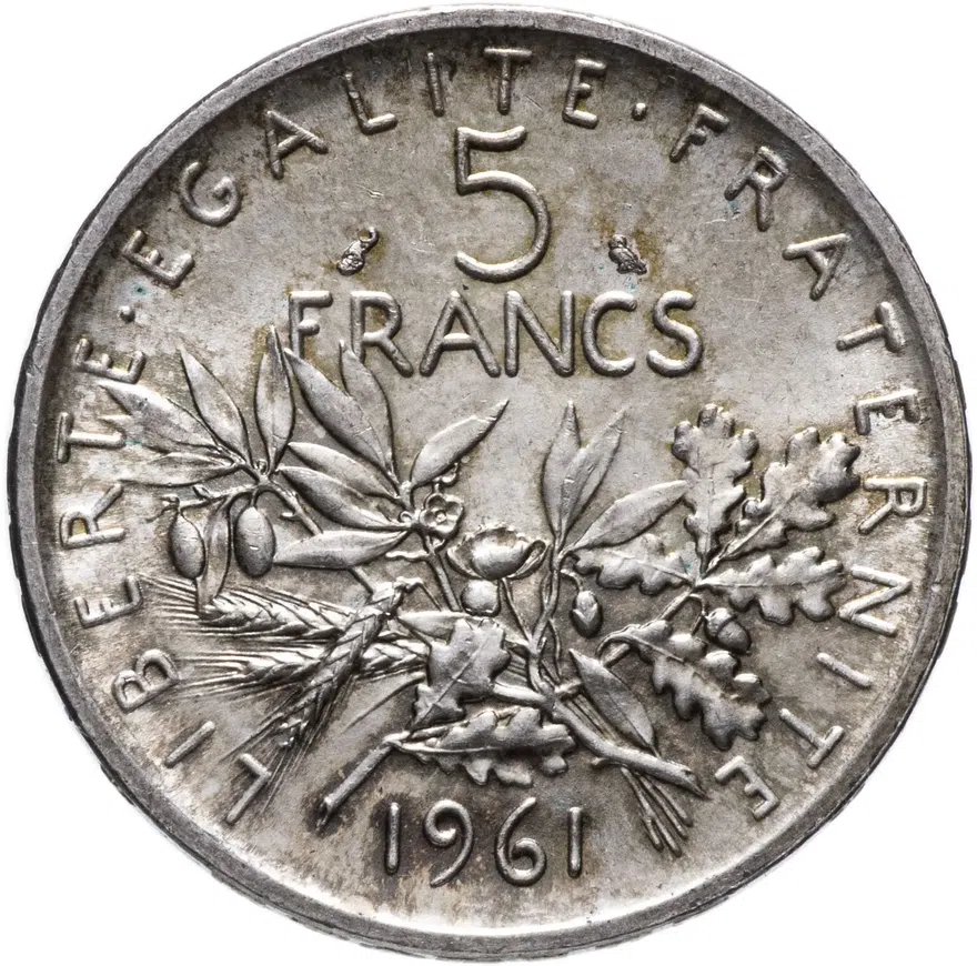 Франция 5 франков 1961, реверс
