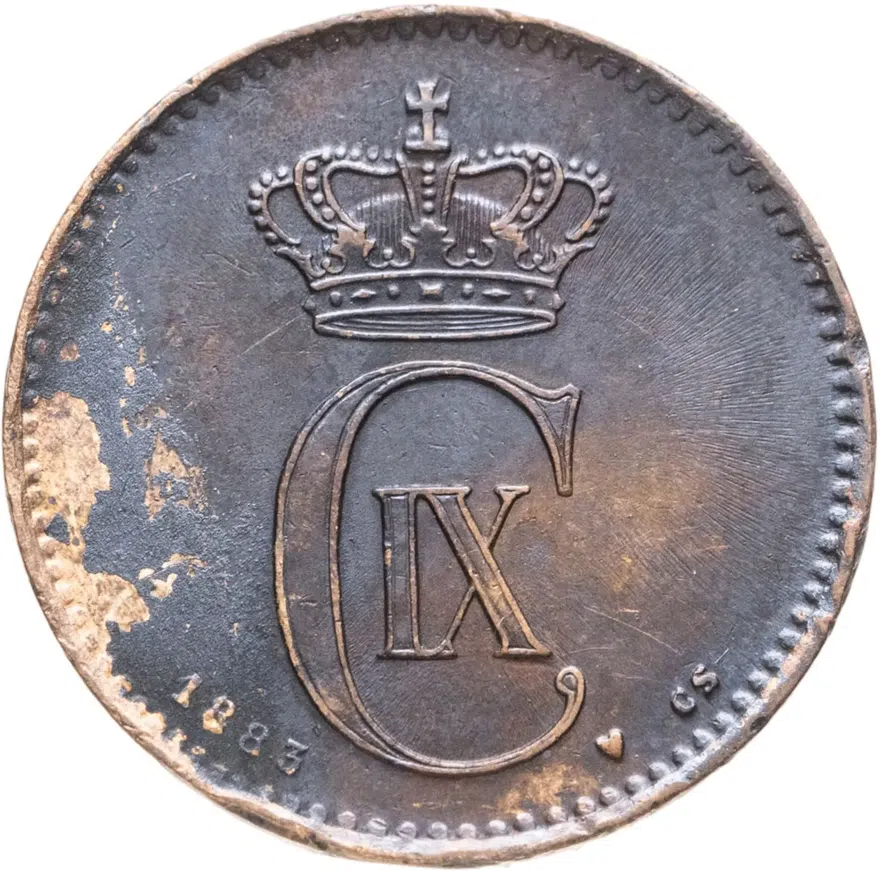 Дания 2 эре (ore) 1883, реверс
