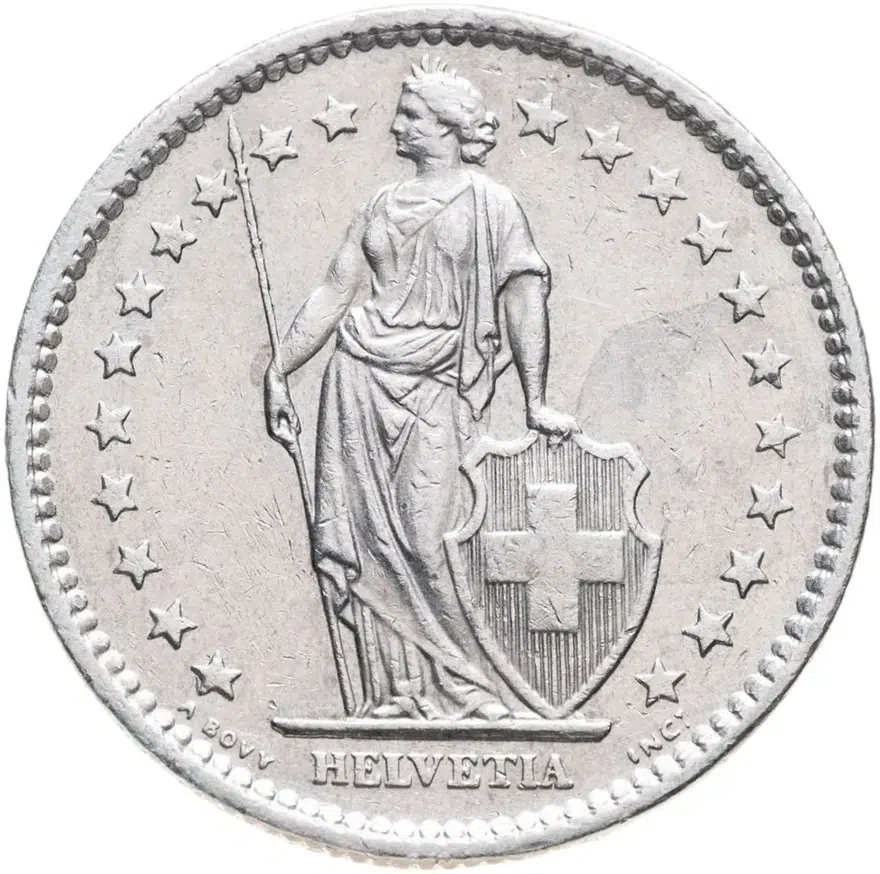 Швейцария 2 франка (francs) 1980, реверс