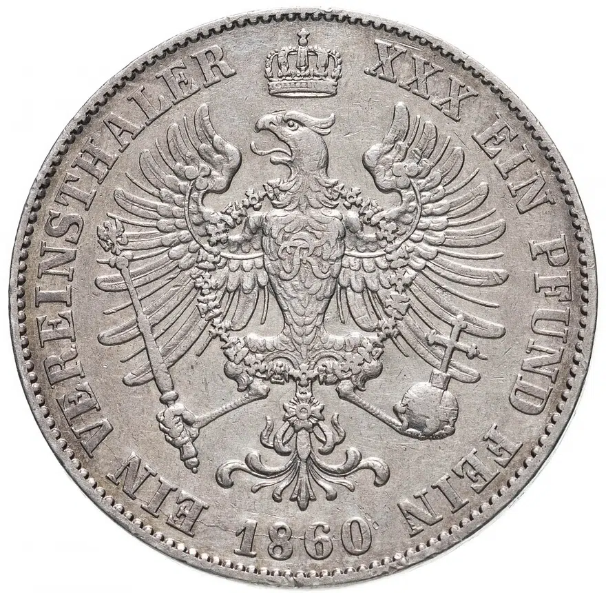 Пруссия (Германия) 1 союзный талер 1860 "А", реверс