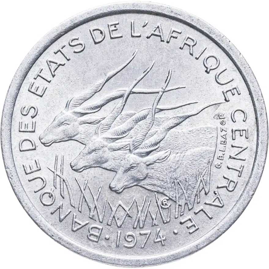 Центральная Африка (BEAC) 1 франк (franc) 1974