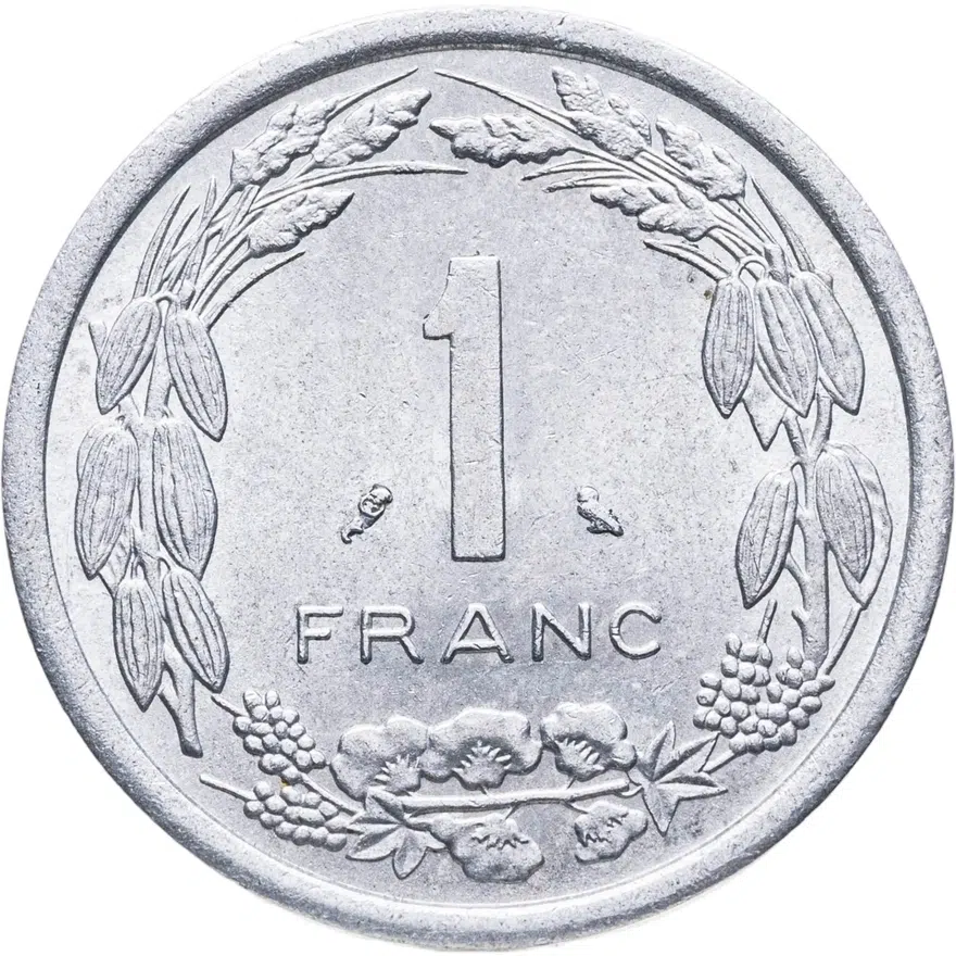 Центральная Африка (BEAC) 1 франк (franc) 1974, реверс