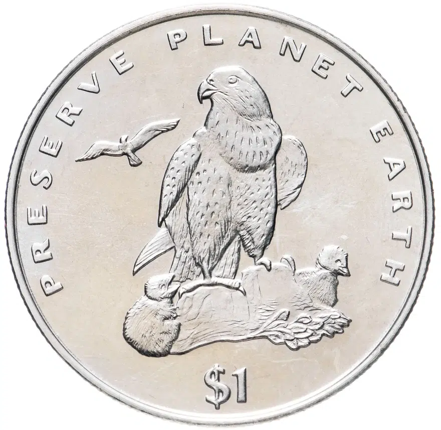 Эритрея 1 доллар (dollar) 1996  Берегите планету Земля - Средиземноморский сокол, аверс