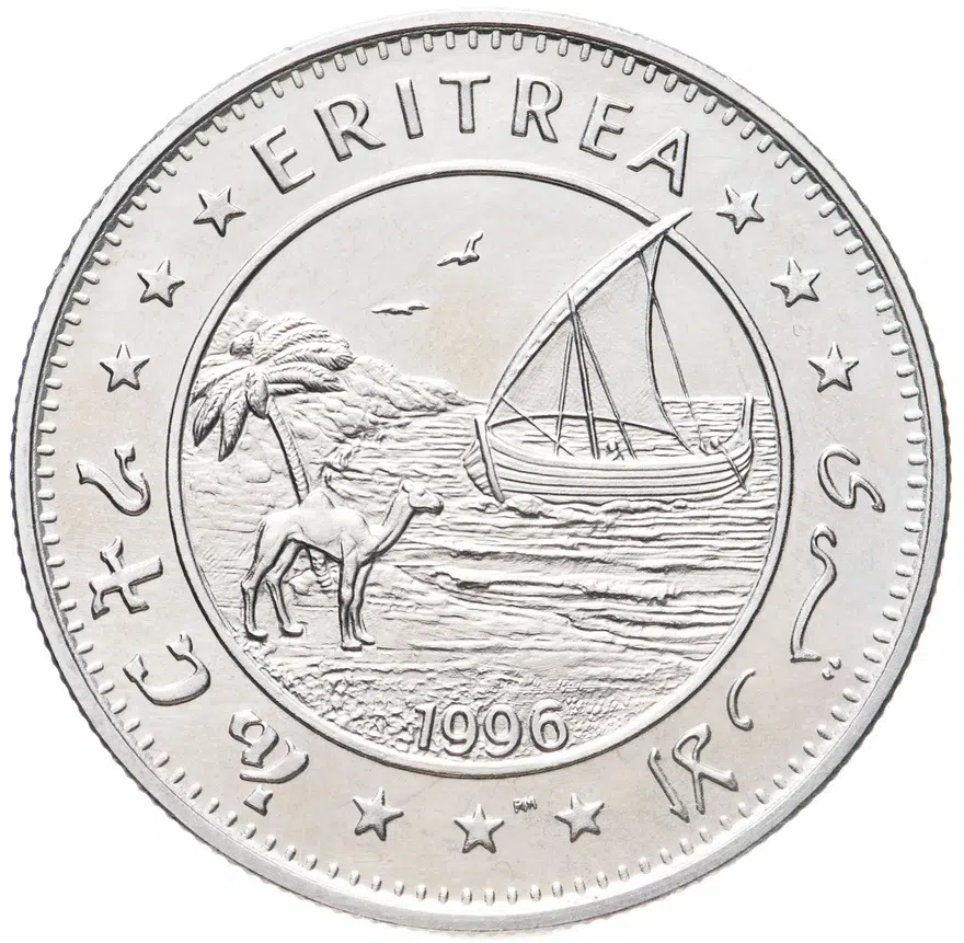 Эритрея 1 доллар (dollar) 1996  Берегите планету Земля - Средиземноморский сокол, реверс