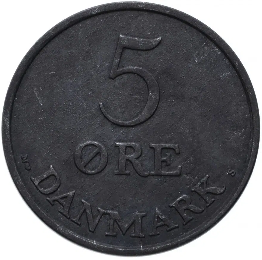 Дания 5 эре (ore) 1950, реверс
