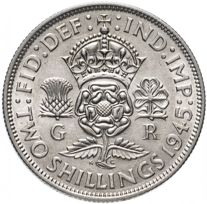 Великобритания 2 шиллинга (флорин, shillings) 1945, реверс