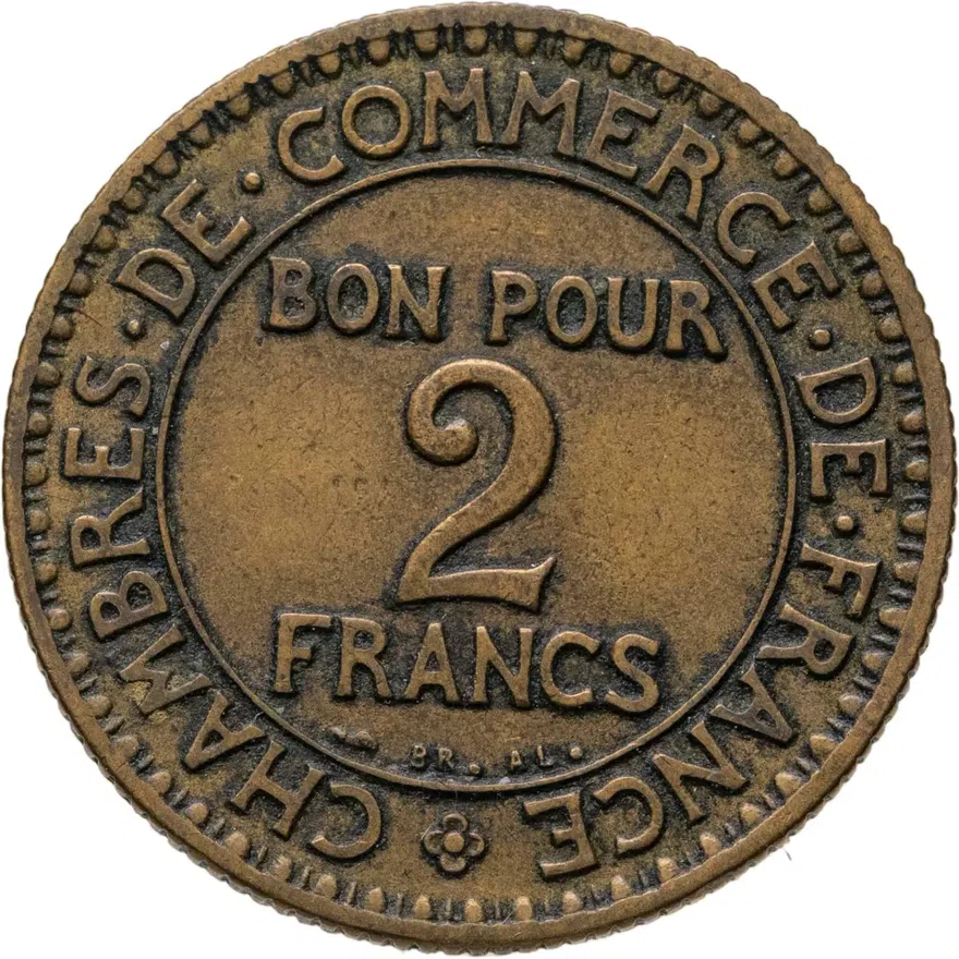 Франция 2 франка (francs) 1924, аверс