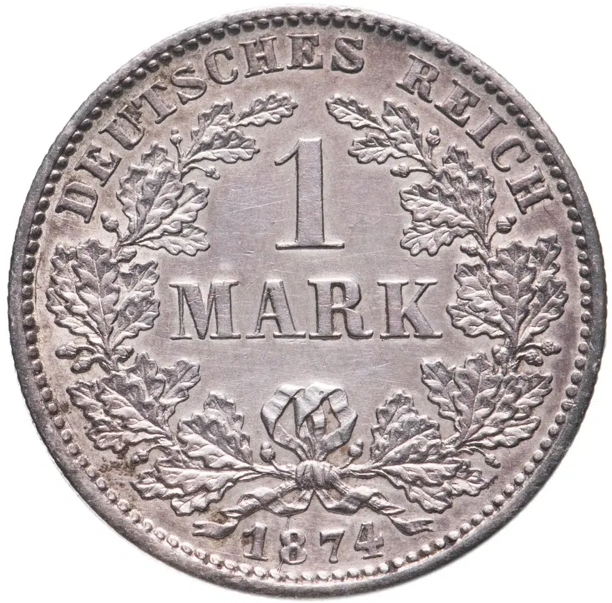 Германия 1 марка 1874 D   знак монетного двора: "D" - Мюнхен