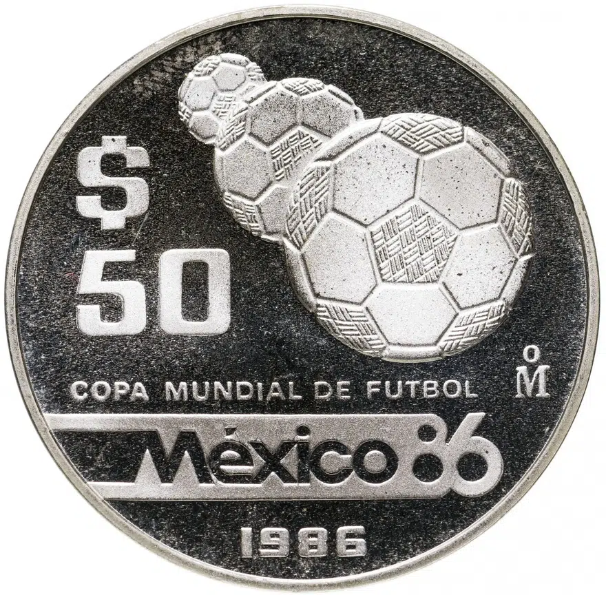 Мексика 50 песо (pesos) 1986 Чемпионат мира по футболу 1986 - Мячи