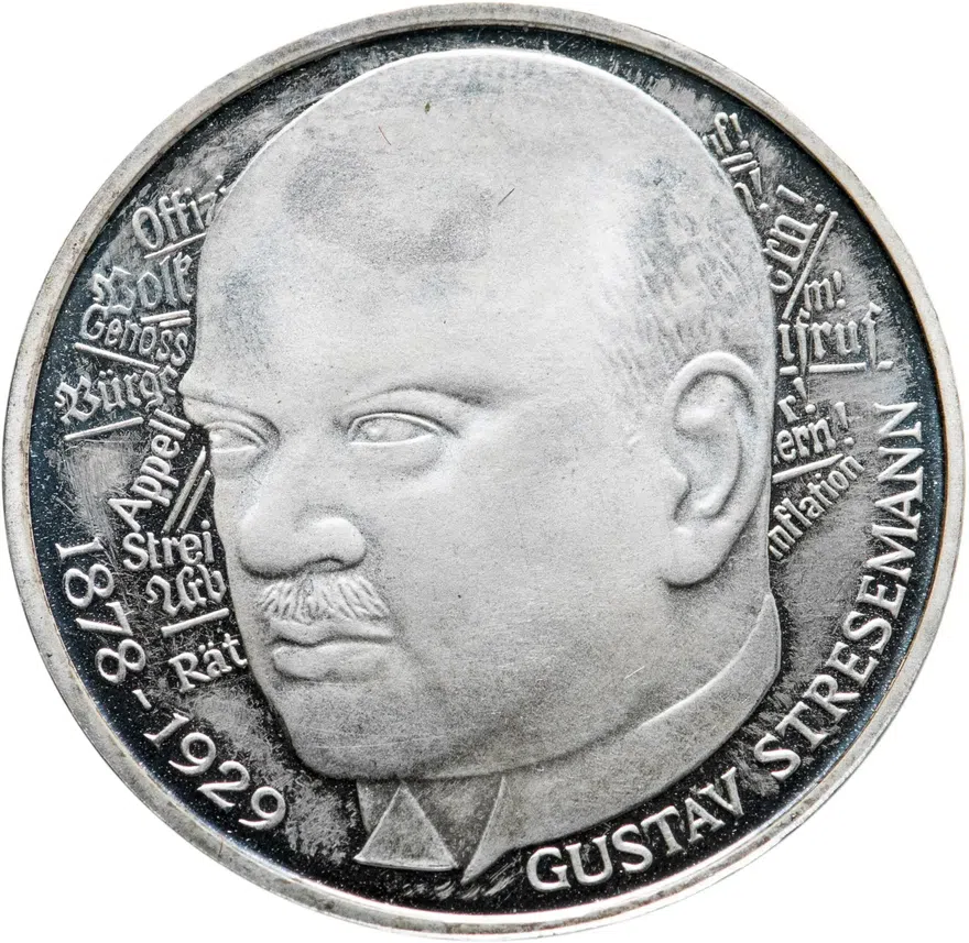 Германия 5 марок (deutsche mark) 1978  100 лет со дня рождения Густава Штреземана