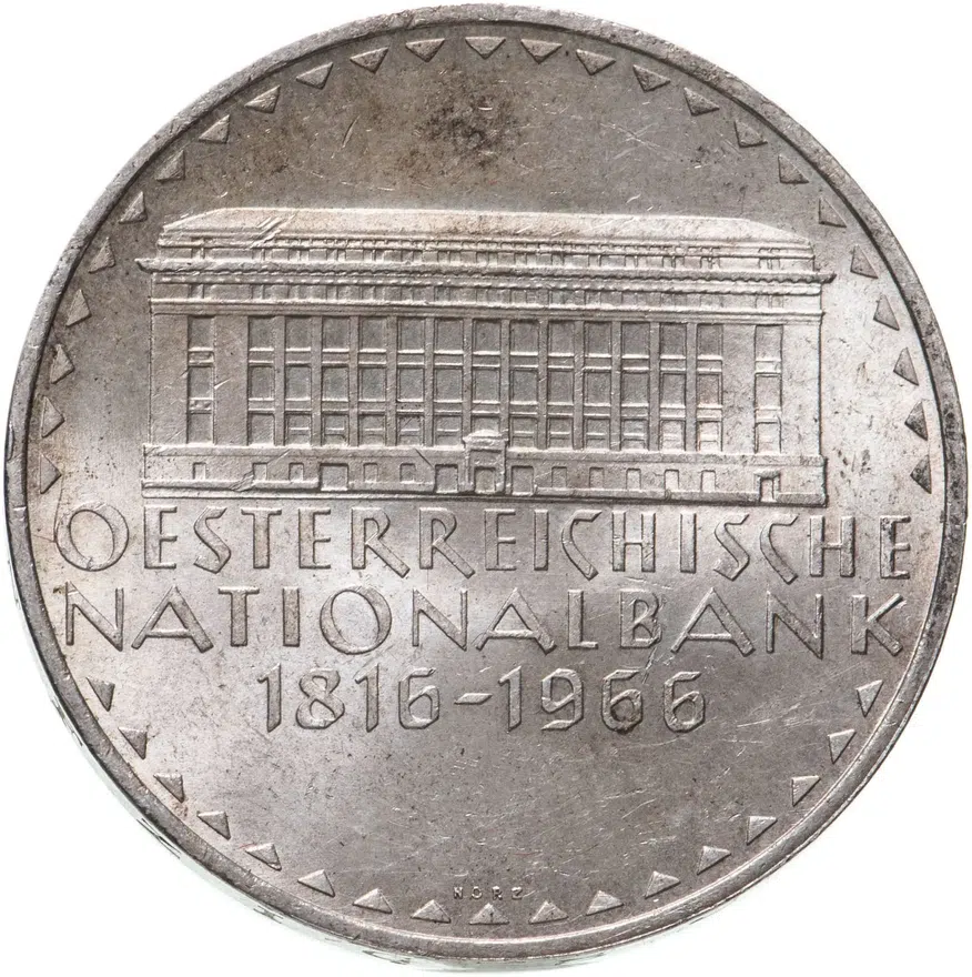 Австрия 50 шиллингов (shillings) 1966  150 лет Национальному банку