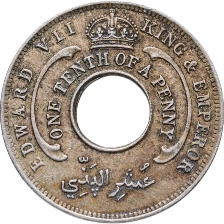 Британская Западная Африка, Нигерия 1/10 пенни (penny) 1909 медно-никелевый сплав