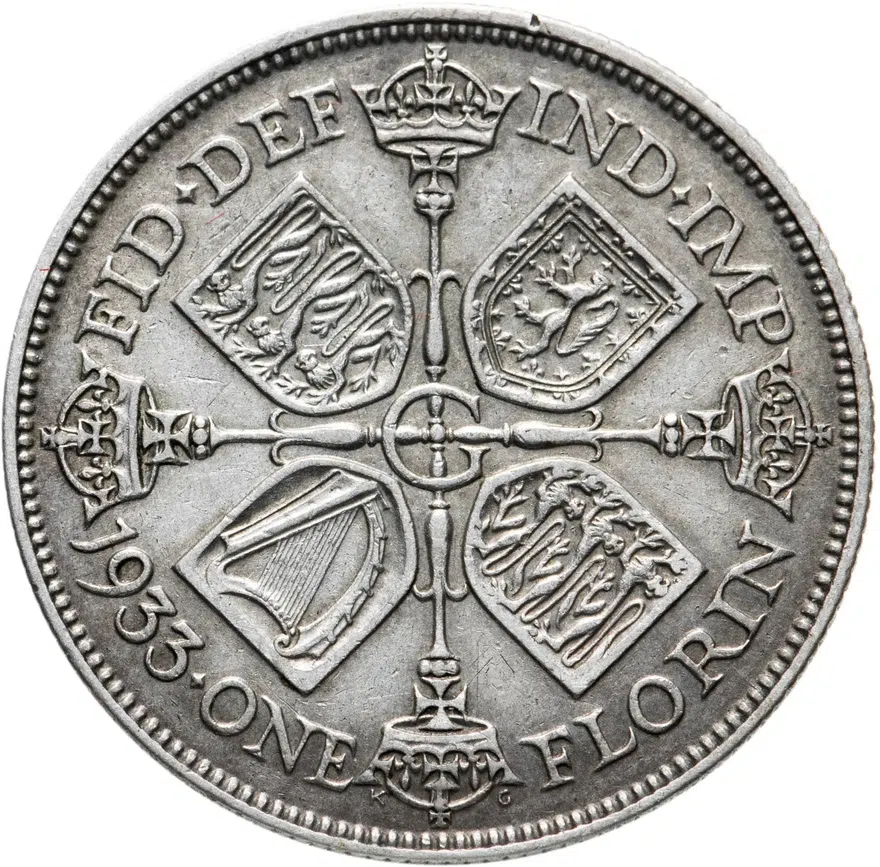 Великобритания 2 шиллинга (флорин, shillings) 1933, аверс