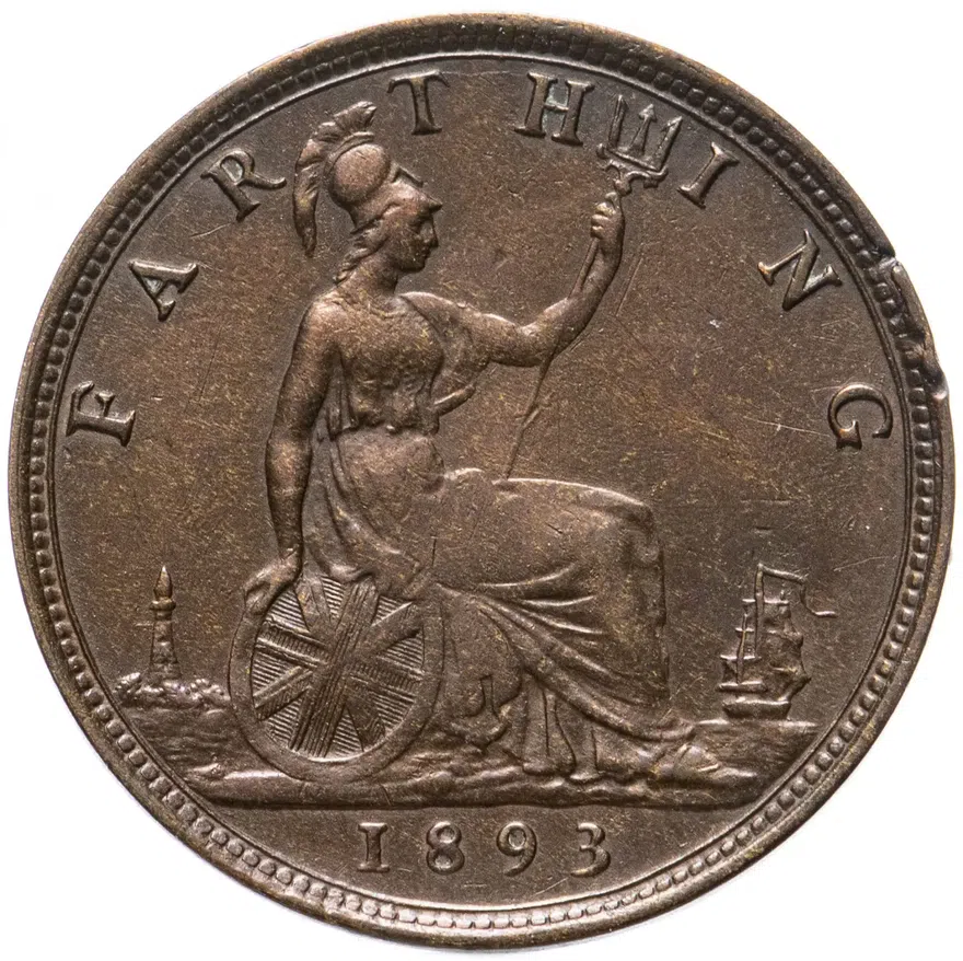 Великобритания 1 фартинг (farthing) 1893, реверс