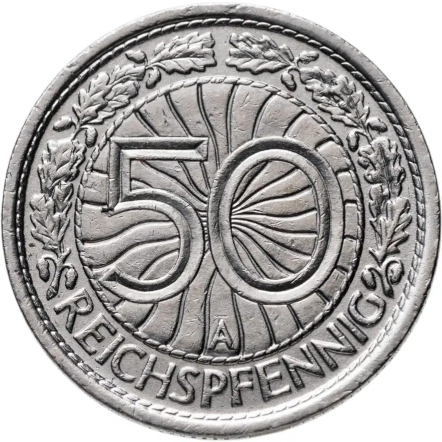 Германия (Третий рейх) 50 рейхспфеннигов (reichspfennig) 1937 A, аверс
