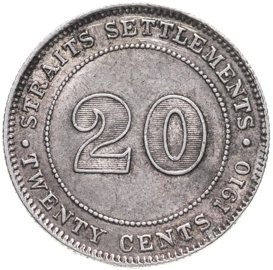 Стрейтс Сетлментс 20 центов (cents) 1910, реверс