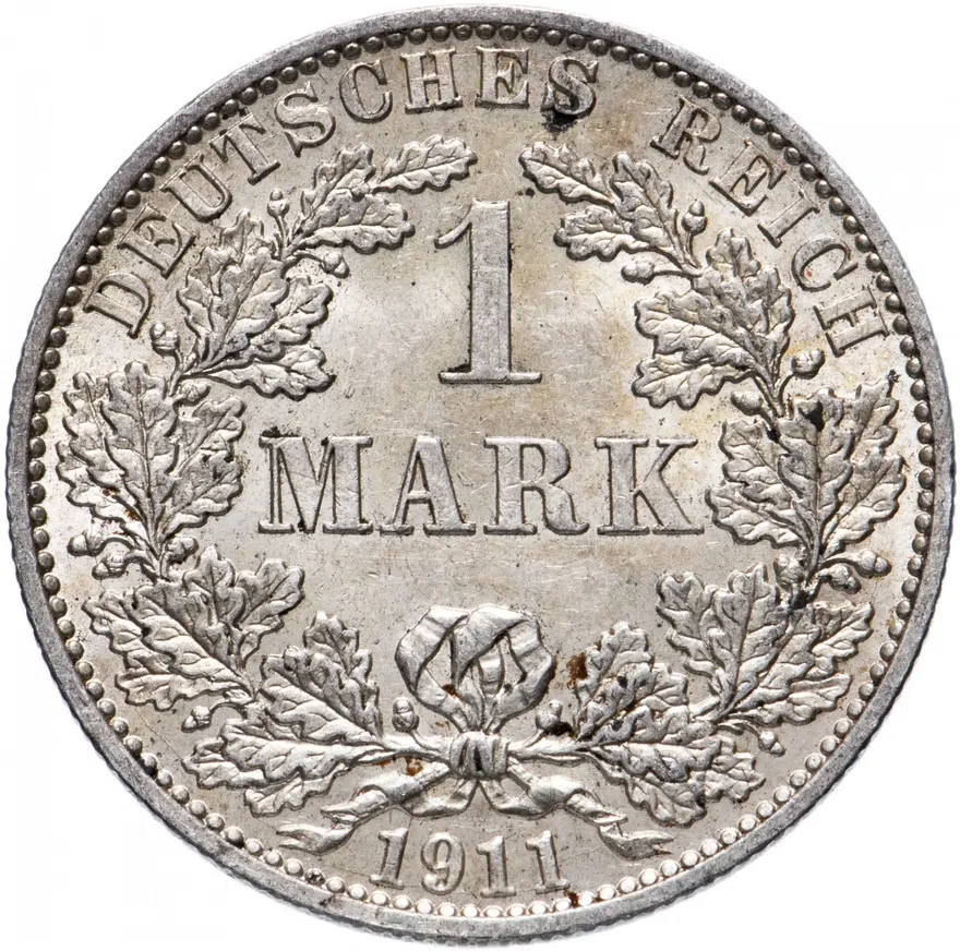 Германия 1 марка (mark) 1911 A  знак монетного двора: "A" - Берлин, реверс