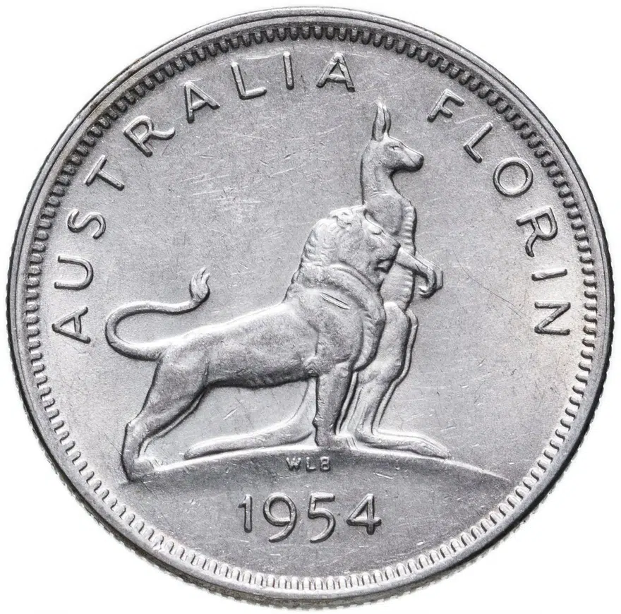 Австралия 2 шиллинга (флорин, shillings) 1954