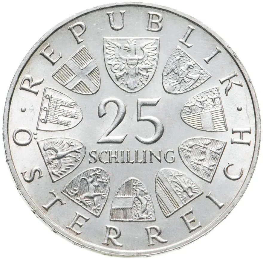 Австрия 25 шиллингов (shillings) 1966  130 лет со дня смерти Фердинанда Раймунда, реверс