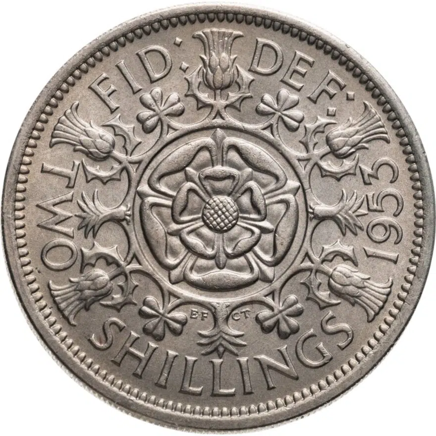 Великобритания 2 шиллинга (флорин, shillings) 1953, реверс