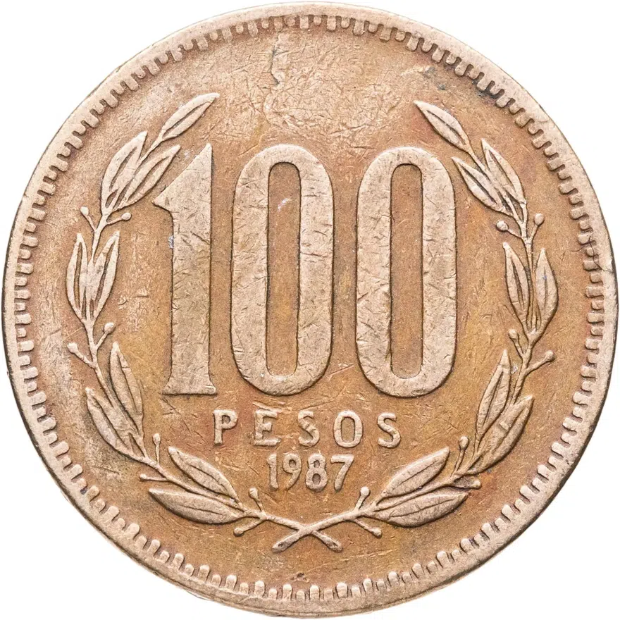 Чили 100 песо (pesos) 1987