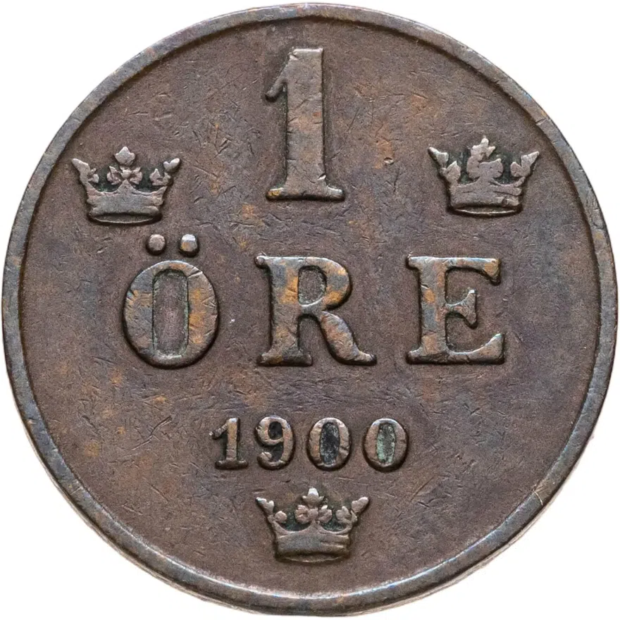 Швеция 1 эре (ore) 1900, аверс