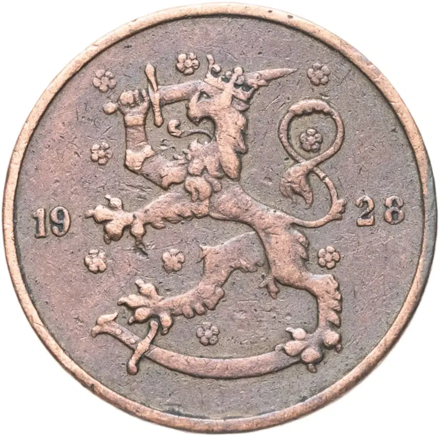 Финляндия 5 пенни (pennia) 1928, реверс