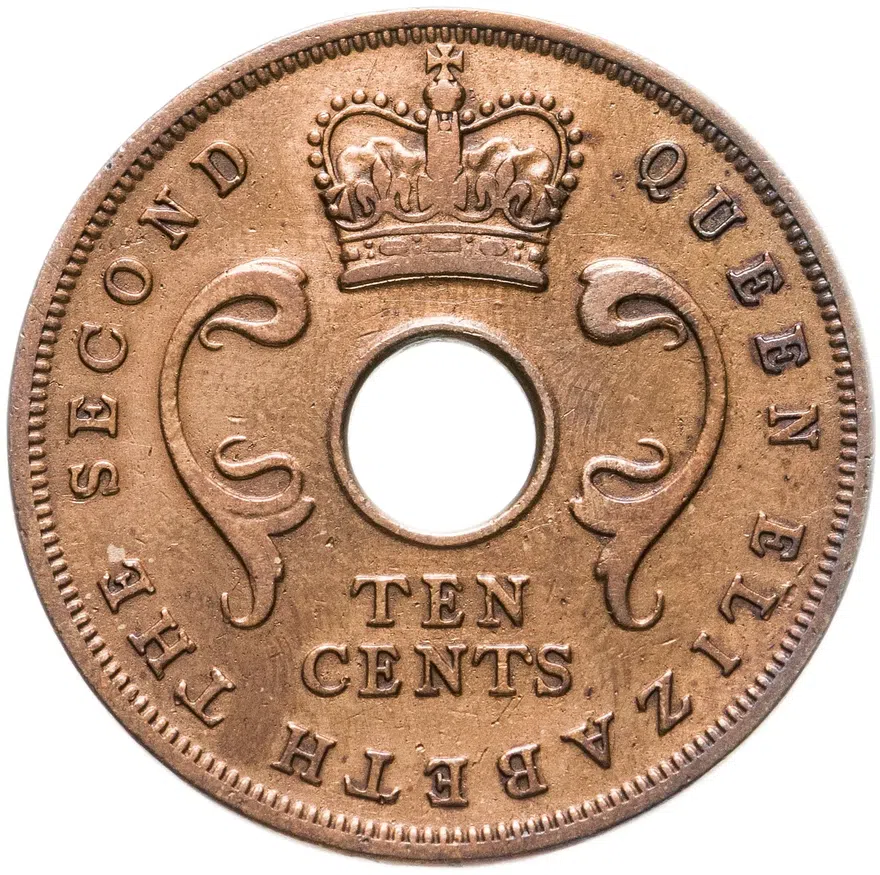 Британская Восточная Африка 10 центов (cents) 1956, аверс