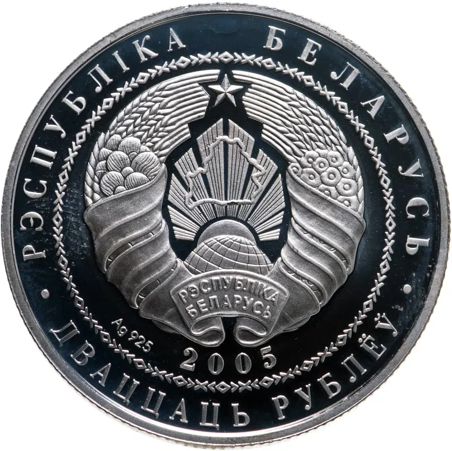 Беларусь 20 рублей 2005  Чемпионат мира по футболу 2006, реверс
