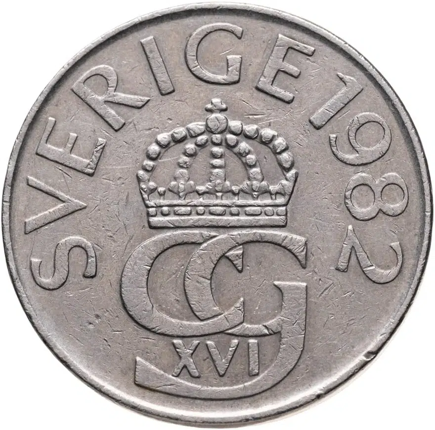 Швеция 5 крон (kronor) 1982, реверс