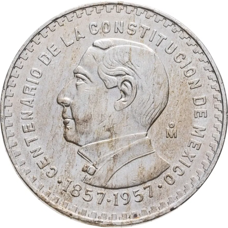 Мексика 1 песо (peso) 1957 "100 лет Конституции Мексики"