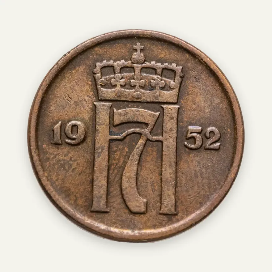 Норвегия 2 эре (ore) 1952  Без "KONGERIKET NORGE", реверс