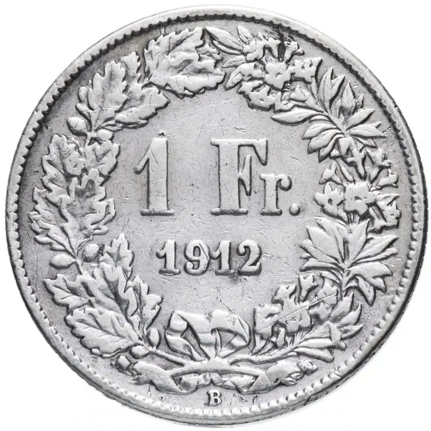 Швейцария 1 франк (franc) 1912, реверс