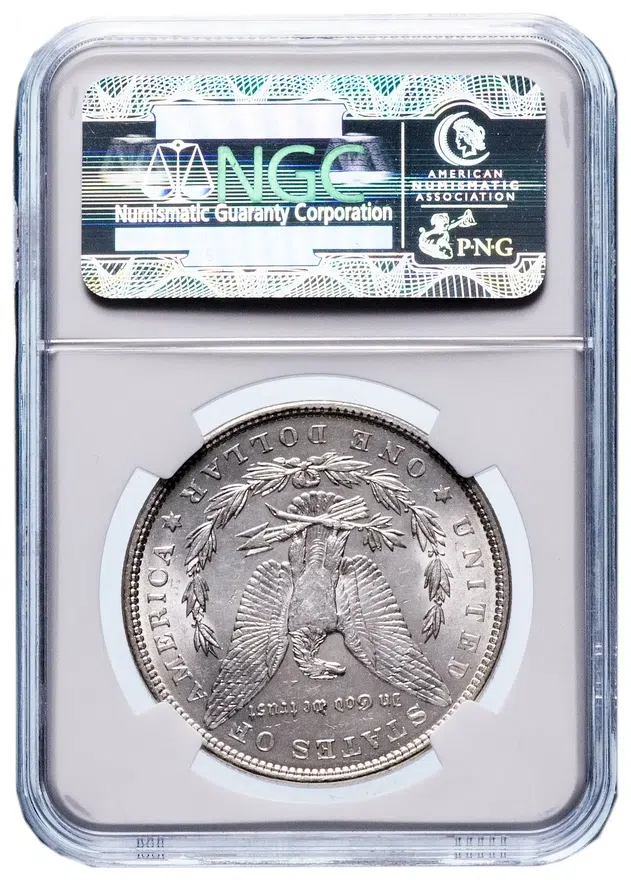 США 1 доллар (dollar) 1889 "Доллар Моргана" без знака монетного двора, в слабе NGC MS62, реверс