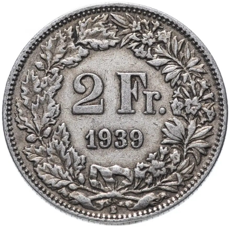 Швейцария 2 франка (francs) 1939