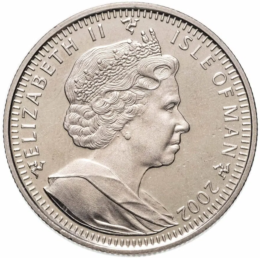 Остров Мэн 1 крона (crown) 2002  Чемпионат мира по футболу 2002, Япония-Корея /мяч слева/, реверс
