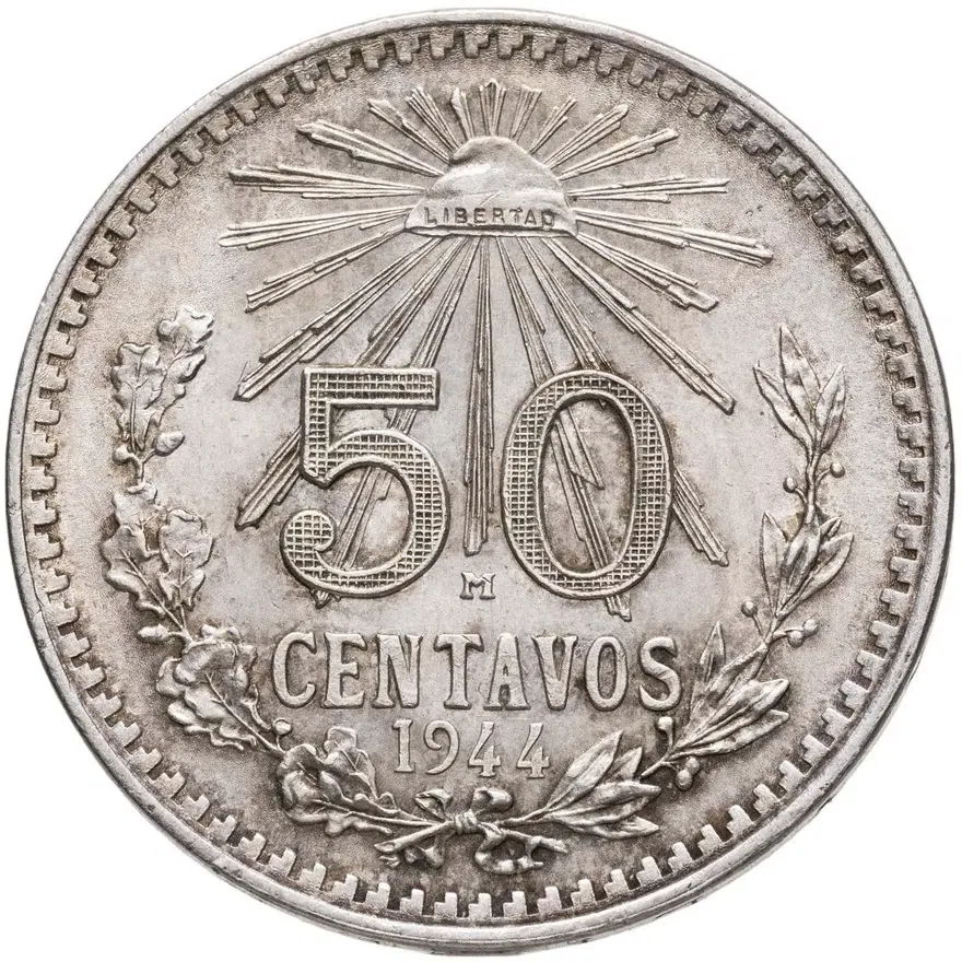 Мексика 50 сентаво (centavos) 1944, реверс