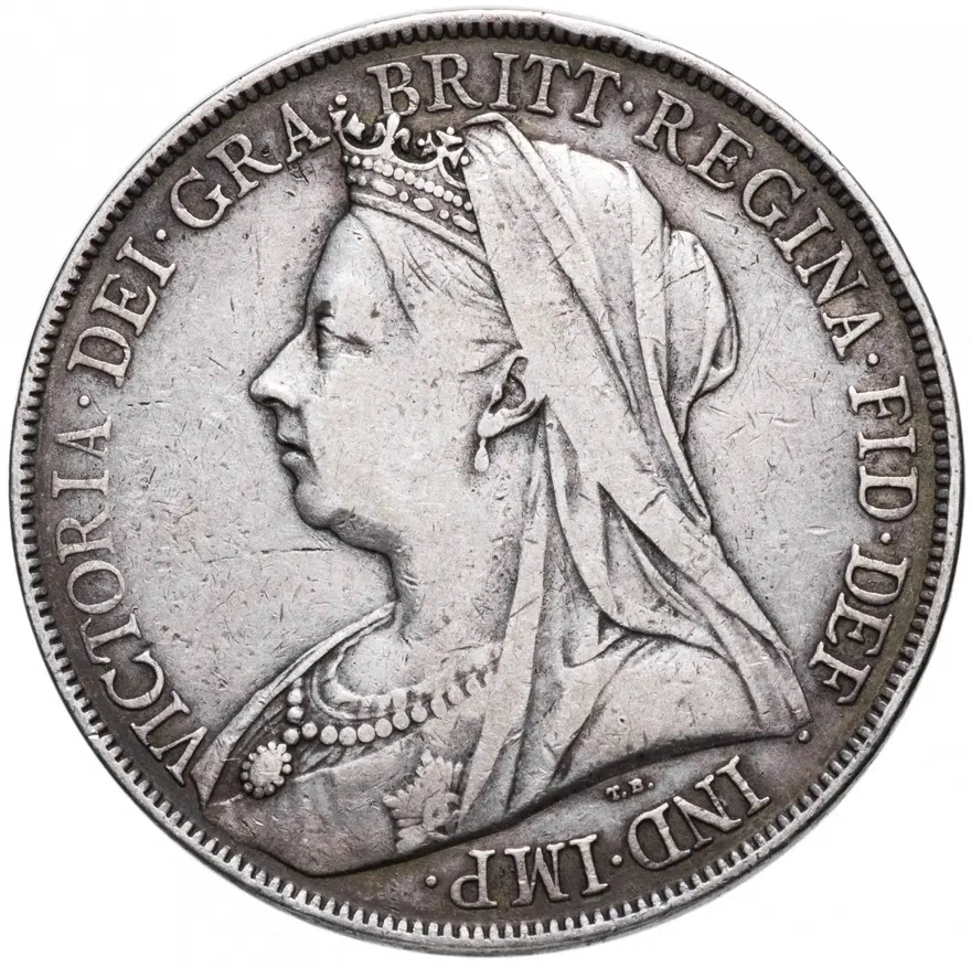 Великобритания 1 крона (crown) 1900 - Дата на гурте LXIV, реверс