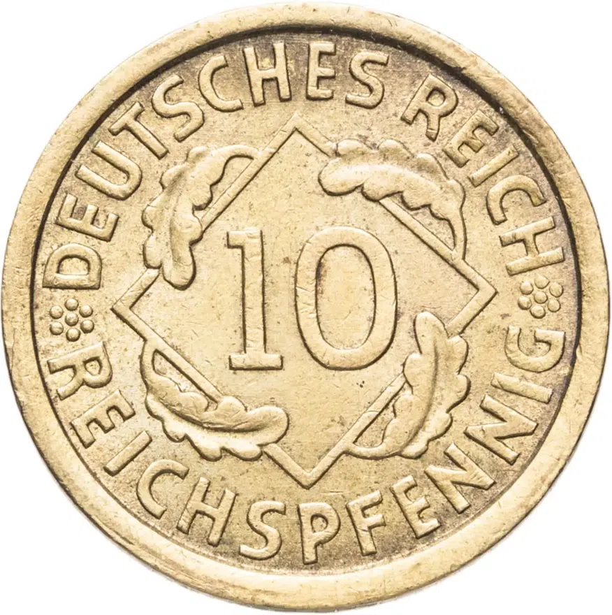 Германия 10 рейхспфеннигов (reichspfennig) 1931 A  знак монетного двора "A" — Берлин, аверс