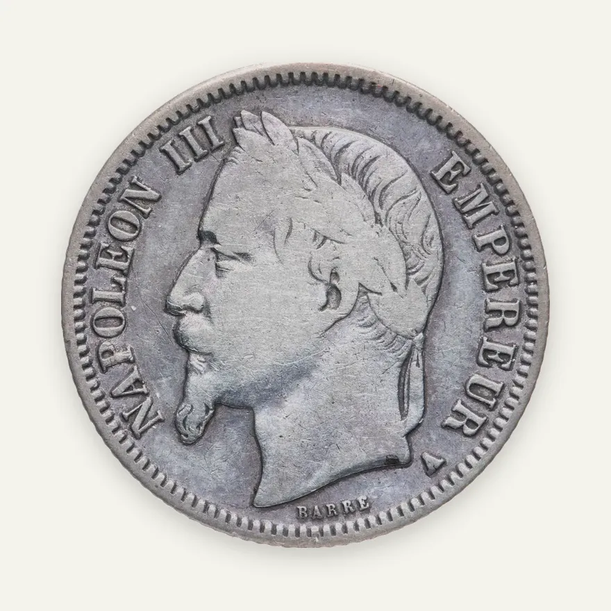 Франция 1 франк (franc) 1868 A  знак монетного двора: "A" - Париж, реверс
