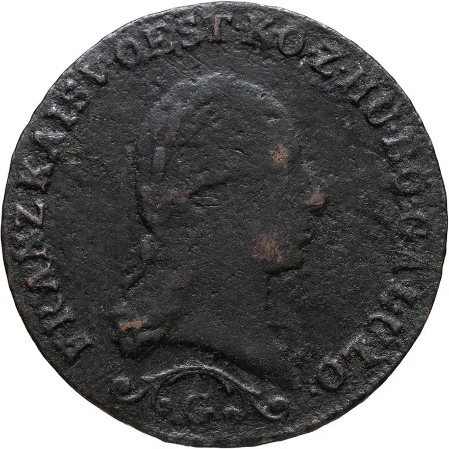 Австрия 1 крейцер (kreuzer) 1812 G  знак монетного двора "G" - Бая-Маре, реверс
