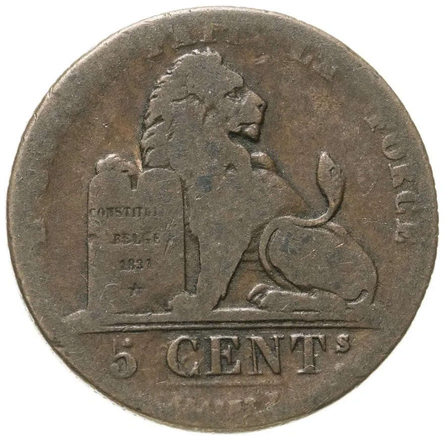 Бельгия 5 сантимов (centimes) 1833, аверс