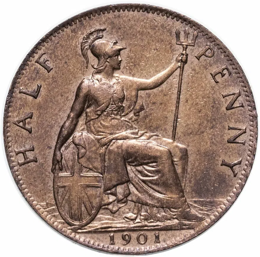 Великобритания 1/2 пенни (penny) 1901, аверс