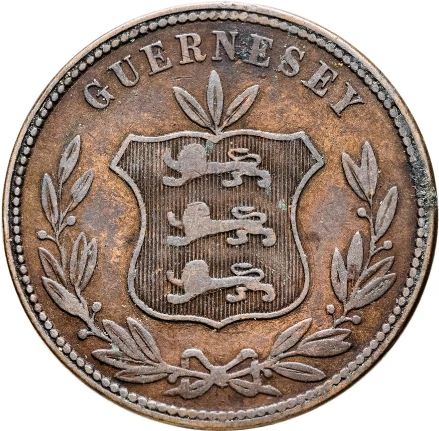 Гернси 8 дублей (doubles) 1864, реверс