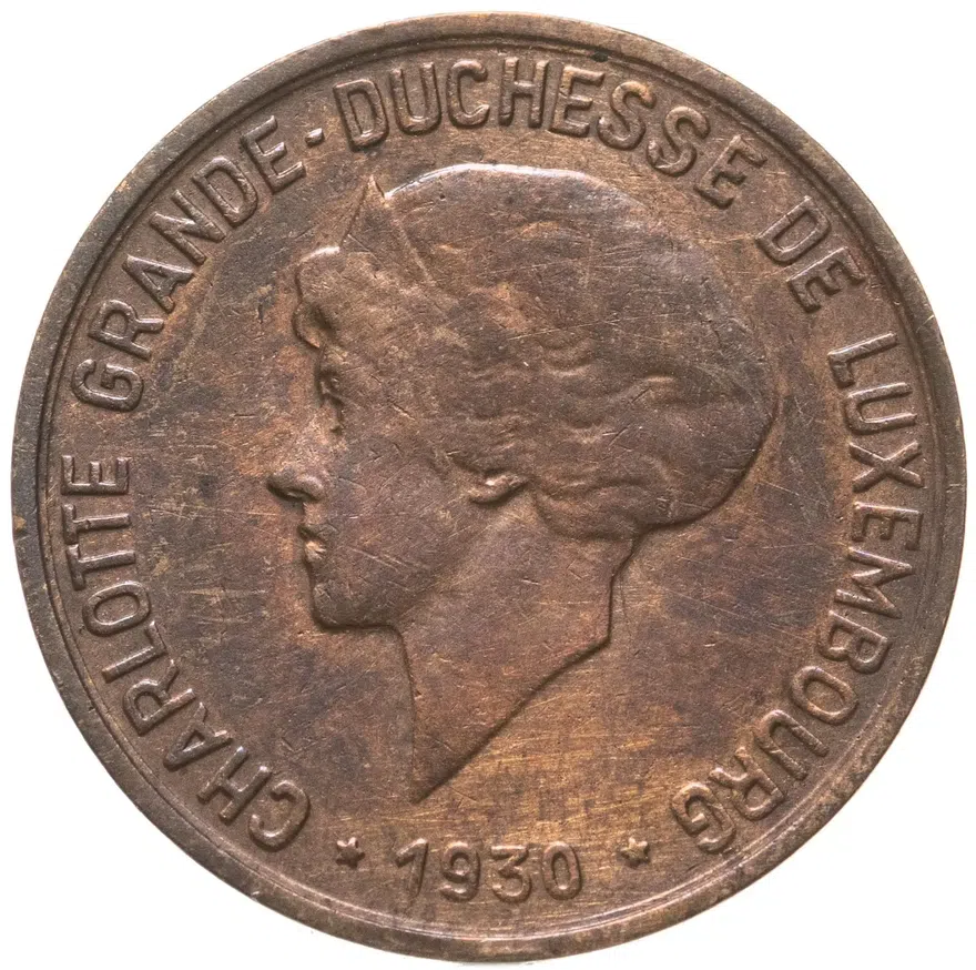 Люксембург 10 сантимов (centimes) 1930, реверс