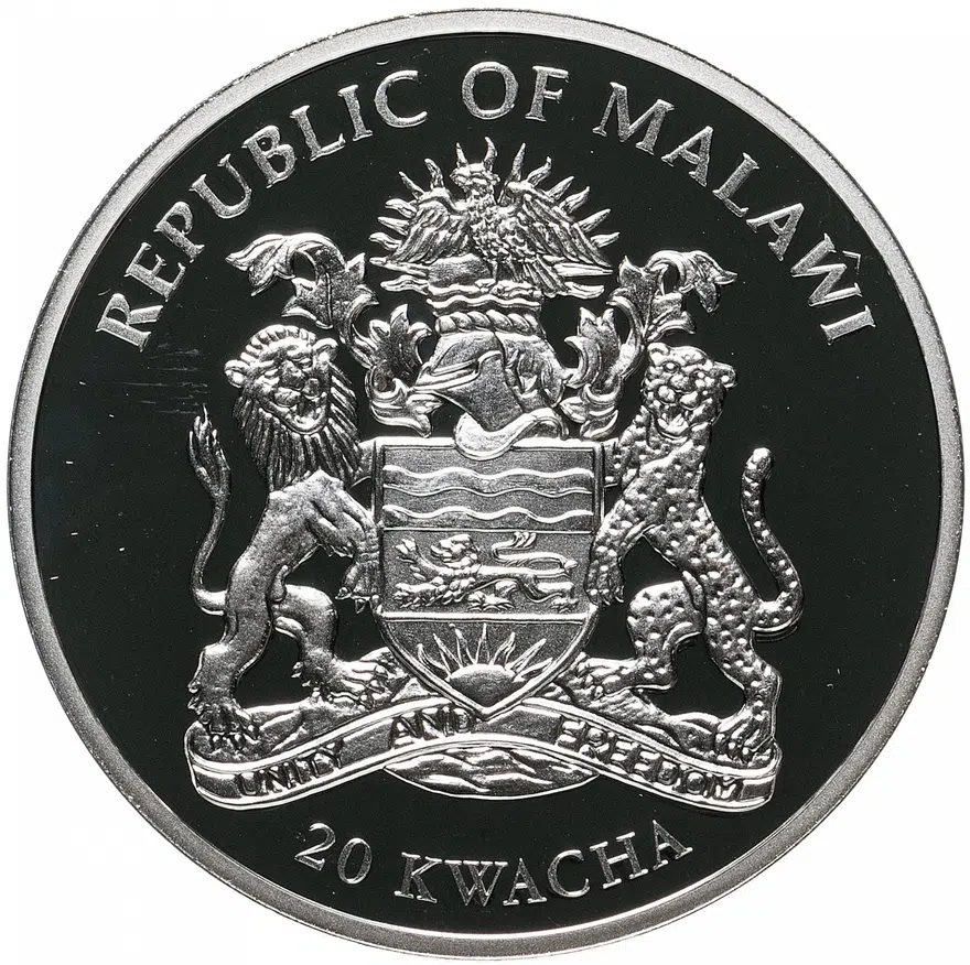 Малави 20 kwacha (квач) 2010 Proof Year of the Tiger (год Тигра - тигр в обруче), реверс