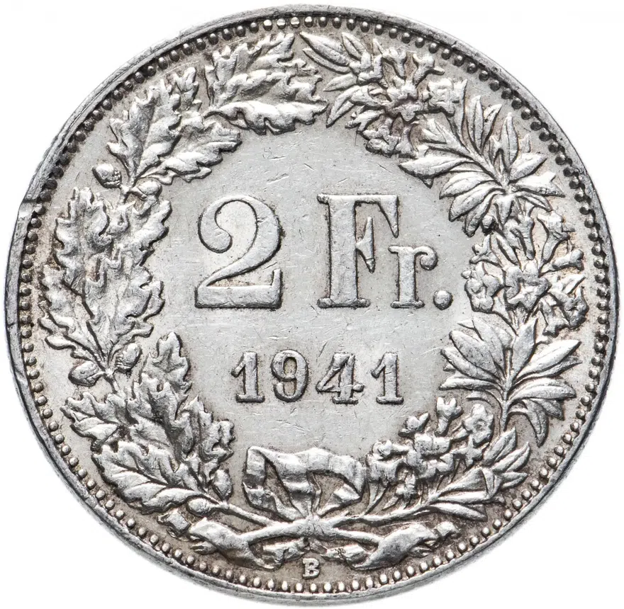 Швейцария 2 франка (francs) 1941